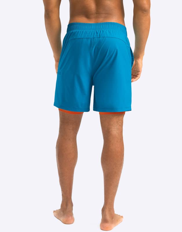 G Gradual Mens Swim Trunks with Compression Liner 5 inch Inseam Quick Dry Bathing Suits with Zipper Pocket-No Thigh Chafing(Blue,L)3