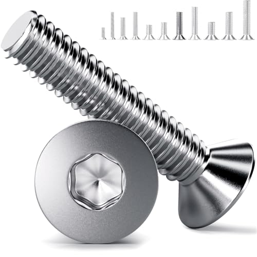 YOOPIN M5 60PCS Countersunk Bolts, M5 Countersunk Screws 20mm, A2 Stainless Steel Hex Socket Countersunk Machine Screws