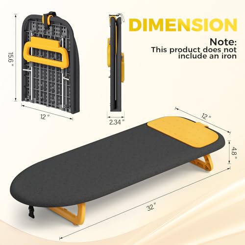 KINGBOARD Tabletop Ironing Board, Small Ironing Board with Iron Mat, Foldable Mini Iron Board, Easy Storage for Travel & Dorm, 12x32 Black by KINGBOARD - Image 2