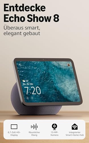 Amazon Echo Show 8 (neueste Generation), brillantes 8,7-Zoll-Display + Verstellbarer Ständer von Amazon | Für Amazon Echo Show 8 und 11