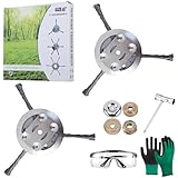 Universal Stahldraht Trimmerkopf, Draht Unkrautschneider Kopf, 15,2 cm Stahldraht Unkraut Freischneider Trimmerkopf, Rasentrimmer Ersatzkopf mit Adapter-Kit für Rasenmäher Tablett (2, 3 Klingen)