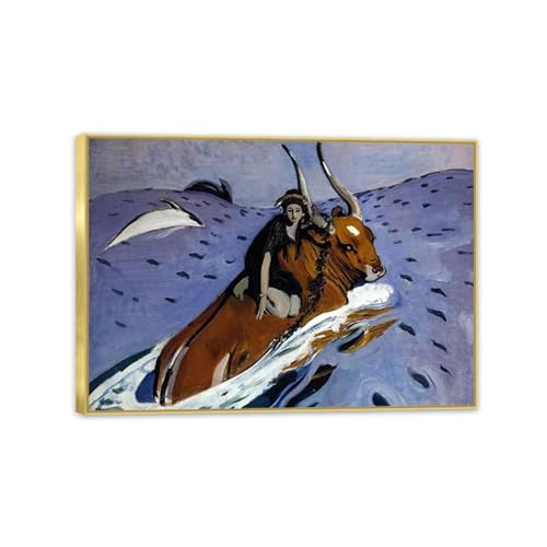 Impression sur toile Valentin Serov Enlèvement d'Europe avec cadre doré de qualité supérieure
