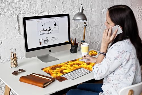 Image of Sunflower Mouse Pad 24x12 Desk Pad XL Mousepad Gaming Desk Mat for Desktop Extended Computer Mat Large Mouse Pads for Wireless Mouse Office Laptop Accessories Gift