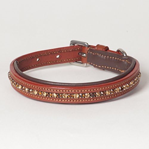 X-Small Jeweled Rhinestone Esprit Padded Genuine Leather Dog Collar