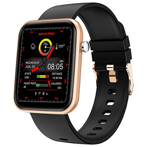 Maxima Vibe Newly Launched Smart Watch with 1.69″ HD Display, Sleek Metal Oil Finish, HR& SpO2 & Sleep Monitor, 100+ Watch Face & 100+ Sports Modes, IP68 & 10 Days Battery Life Smartwatch (Gold)