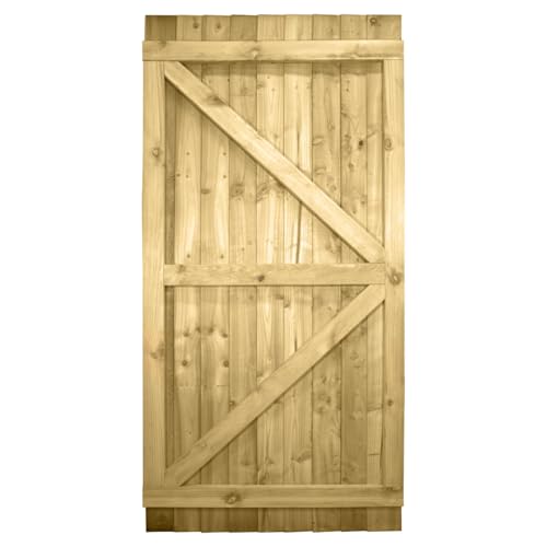 Image of Flat Top Wooden Garden Gate, 6ft x 3ft Feather Edge Fully Framed Door