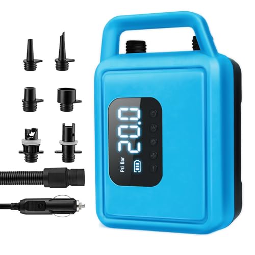 PIRIE Electric Paddle Board Pump,20PSI Air Compressor with Auto-Off, Deflation Function and 12V DC Car Connector for Inflatables, for Kayaks and Boats (Without Battery)