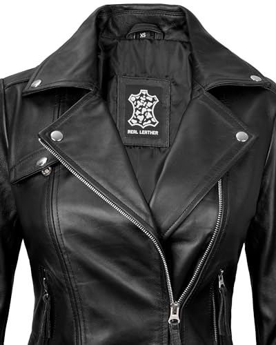 Image of Blingsoul Womens Real Leather Jacket - Asymmetrical Leather Jackets for Women