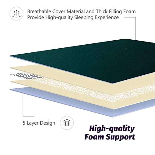 Image of MAXYOYO Japanese Floor Mattress Futon Mattress, Thicken Sleeping Pad Foldable Roll Up Floor Futon for Adults Tatami Mat Dormitory Lounger, Dark Green, Twin Size