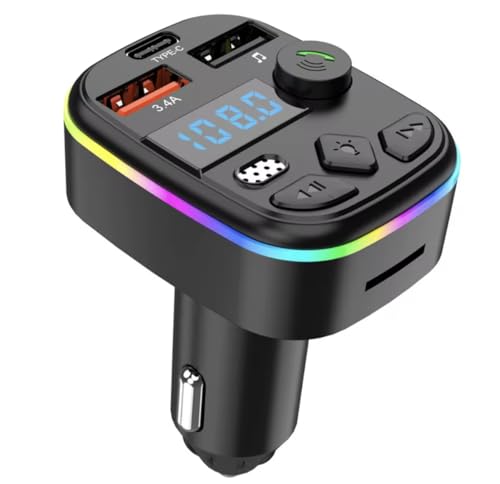 Trasmettitore FM Bluetooth per Auto Dual USB Lettore MP3 Caricabatteria da Auto con LED RGB
