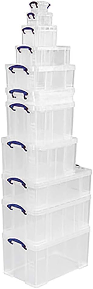 Really Useful Box 64C 64L Box Transparent, stapelbare und nestbare klare Kunststoff-Aufbewahrungsboxen mit Deckeln. Klar, tief, robust. Abmessungen: 710 x 440 x 310 mm