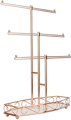 GDFS Soporte de árbol de joyería de Oro Rosa Organizador de Almacenamiento de 3 Niveles | Percha de joyería |   Collares de exhibición de Mesa , Pulseras