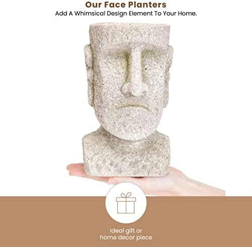 Bits and Pieces - Easter Island Statue Planter - Yard Decorations - Polyresin Sculpture - Indoor/Outdoor Statue Planter - Urn for Plants
