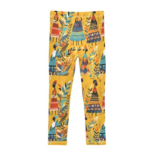 African Ethnic Tribal Graphic Leaf Girls Casual Leggings for Kids Printed Long Pant Bottoms Stretch and Soft2