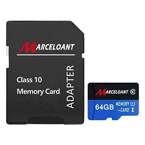 TF Card 64GB, Marceloant Memory Cards Class 10 TF Memory Card with Adapter for Phone Camera Computer, Black/Blue, Standard Packaging