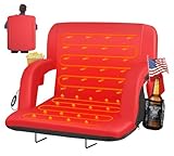 HOPERAN Heated Stadium Seats for Bleachers with Back Support Wide Cushion, Extra Portable Bleacher Seat Foldable Stadium Chair, USB 3 Levels of Heat, Pockets for Outdoor Indoor Sports 25