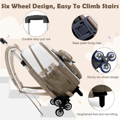 Image of PALAY School Backpack with Wheels for Boys and Girls,Children's Backpacks Primary School Bags with Wheels Backpack for Girls Lightweight