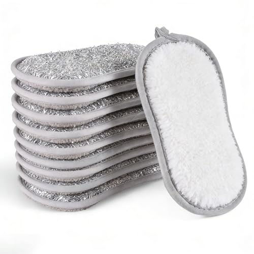 Esponjas Cocina Estropajos de Limpieza 10 Piezas Estropajo Cocina, 16×9×2 cm Esponja Cocina Duradera De Doble Cara, Esponja de Limpieza Reutilizable de Microfibra para Cubiertos, Baño, Cristal