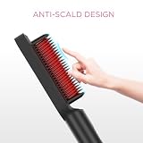 Ionen Glättbürste, PARWIN PRO BEAUTY Haarglätter Bürste, Glättungsbürste Mit LED-Anzeige, Hair Straightener Brush Mit Verbrühungsschutz, 20s Schnelles Aufheizen, 4 Temperatureinstellungen (Schwarz)