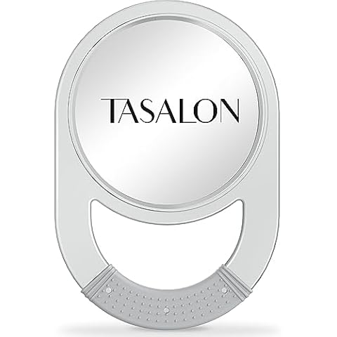 TASALON Unbreakable Barber Mirror - Round Hand Held Mirror, Hanging Handheld Mirror, Beauty Salon Essentials Barber Accessories Hand Mirrors with Handle for Men, Women, Self Cut and Hair Stylist Cover