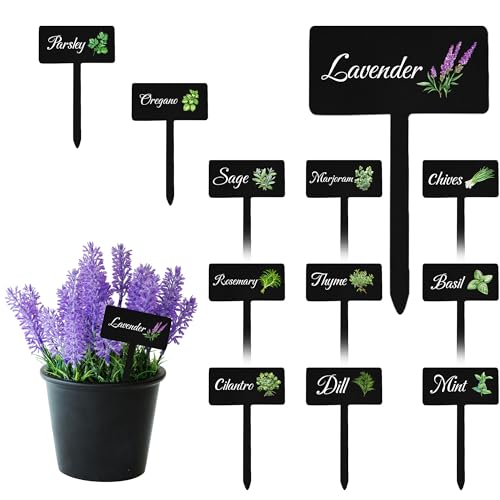 HIENAJ 12pc Herb Garden Signs - 12 Styles Plant Labels with Names for Vegetables Indoor/Outdoor Garden Decoration