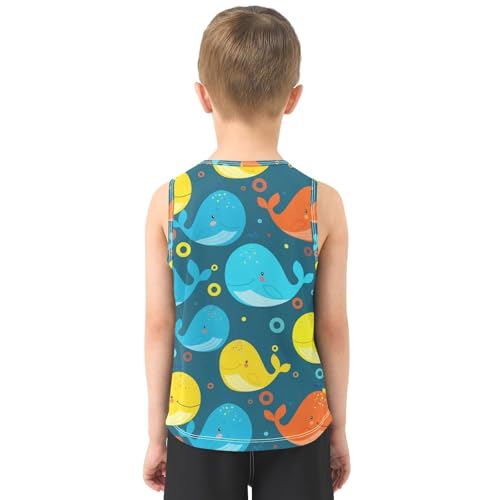 J JOYSAY Cartoon Whale Circle Teal Boys Tank Top Sleeveless Muscle Shirts Quick Dry Kids T-Shirts 3-15T3