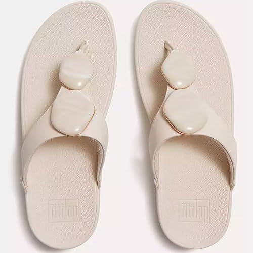 Image of FitFlop Women's Lulu Marbled-Stone Toe-Post Sandals | Orthopedic Arch Support Slip-Resistant Cushioned Faux Leather Shoes