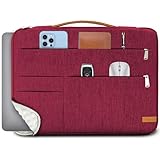 KINGSLONG 15-15.6 inch Laptop Sleeve Bag, Slim Lightweight Multiple Pockets Computer Cover Notebook Ultrabooks Carrying Case fit for Acer Asus Dell Lenovo HP Toshiba, Red