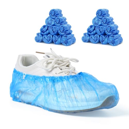 LYSHIYI 200 Pcs Shoe Covers Disposable for Automatic Shoe Cover Dispenser, Non-Slip, T buckle Shoe Covers Disposable for Shoe Cover Machine, 15-20'' Adjustable Size Boot Covers for US 6 to 14 Size