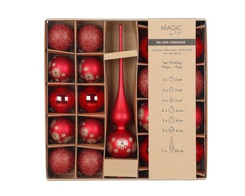 MAGIC by Inge - Weihnachtskugeln Set 19-teilig Merry Red, mit...