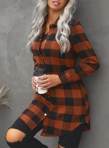 EVALESS Color Block Plaid Shacket Jacket Womens Fall Clothes Fashion Outfits3