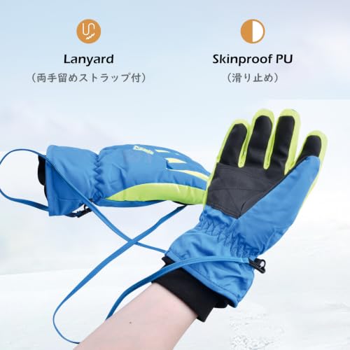 Image of TRIWONDER Ski Snowboard Gloves for Kids - Waterproof Winter Warm Gloves Thermal Fleece Snow Gloves (S, Blue)