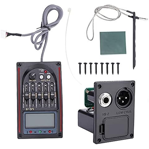 Bnineteenteam 5 Band Guitar Pickup EQ Equalizer Piezo Pickup Acoustic Guitar Preamp with LCD Cover