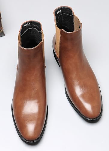 Santimon Chelsea Boots Men Formal Dress Leather Wingtip Ankle Boots Pull Up Prom Wedding Business Casual Chukka Boots Fashion Comfort Tuxedo Cowboy Boots for Men3