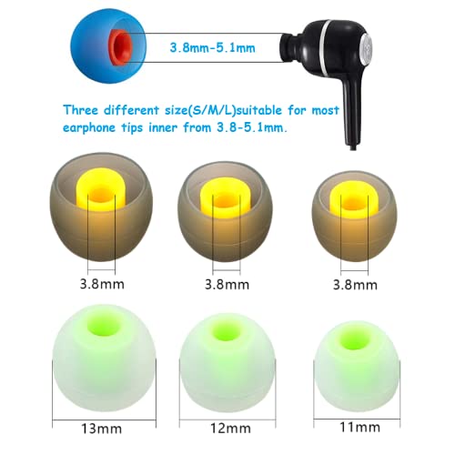 Image of Earbud Silicone Ear Tips Earbuds Replacement Ear Tips Gels Bud for Popular in-Ear Headphones Other Inner Hole from 3.8mm - 5.1mm Earphones 9 Pairs S /M /L