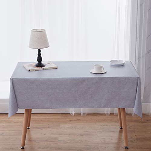 Image of NLMUVW Rectangle Vinyl Tablecloth 100% Waterproof Oil Proof Spill Proof PVC Table Cloth Wipe Clean Table Cover for Kitchen Dining Picnic, 54 x 84 inch, Grey