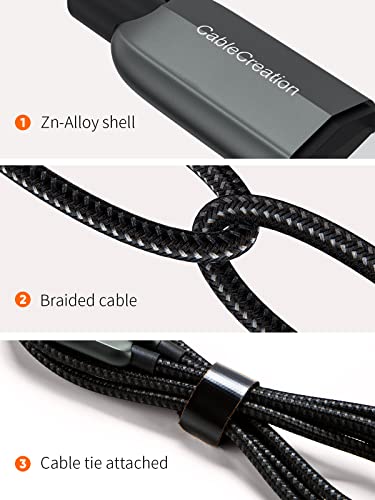 Cablecreation 3.3Ft Usb C To Usb C Cable Pd 100W With Led Display, Braided Usb C Cable Real Time Fast Charging For Ipad Air, Pro, Macbook Pro, Galaxy S23/S22/S21 Pixel Steam Deck Ps5 1M Black #TOP4
