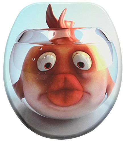 Sanilo WC Sitz mit Absenkautomatik, hochwertiger Toilettendeckel, einfache Montage, stabile Scharniere, Goldfisch