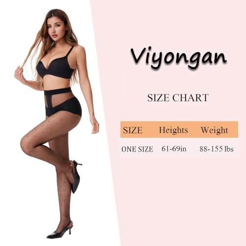 Image of Patterned Tights for Women High Waist Pantyhose Black Sheer Stockings 15D
