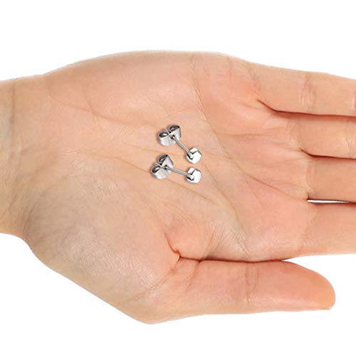 G23 Titanium Earrings Studs Small Hexagon Earring High Polished, Tgnel Pure Titanium Helix Cartilage Tragus Earrings For Women Men, Hypoallergenic Earrings For Sensitive Ears #TOP2