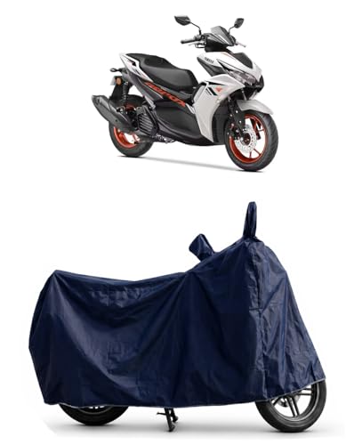 Image of Shield Heavy Duty Scooty Cover for Yamaha Aerox | All-Season, Tear-Proof Fabric | with Side Mirror Pocket & Buckle Belt | Yamaha Aerox Scooty Cover (Blue)
