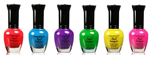Kleancolor Assorted Nail Polish 6pc Set Selection (Pastel, Metallic, Blue, Pink, Neon, and Purple) (NEON 1, 6 Pieces)
