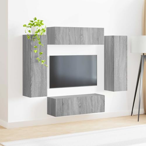 Meuble TV mural gris Sonoma pour optimiser l'espace et ranger le salon