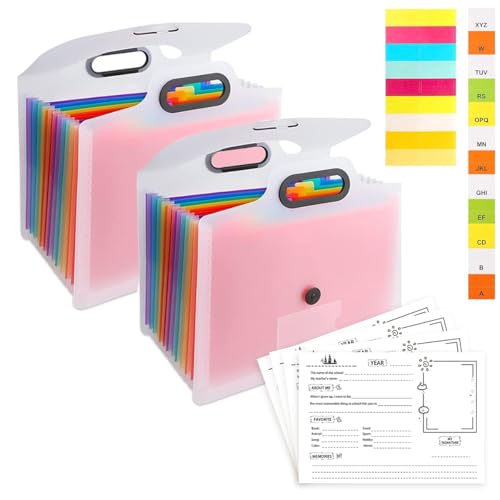 Caja de Recuerdos Escolares K-12, Álbum de Fotos para Niños, Libro de Recuerdos Escolares desde Preescolar hasta 12.° Grado con 13 Bolsillos para Almacenamiento de Fotos y Archivos (2 Unidades, Blanco) miniatura 1