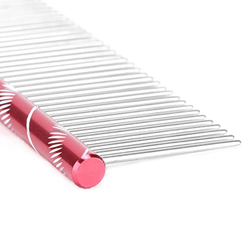 Kam voor Het Verzorgen van Huisdieren, Dunne en Dichte Dubbele Tand Open Knoop Kam, Hulpmiddel voor Het Verzorgen van Huisdieren voor Lang- en Kortharige Honden, Katten en Andere Huisdieren(Rood) - Afbeelding 8