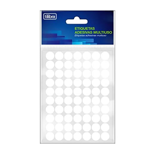Tilibra - Etiqueta Adesiva Multiuso, Branca, 13 mm, 6 Folhas com 420 Unidades, Multicor