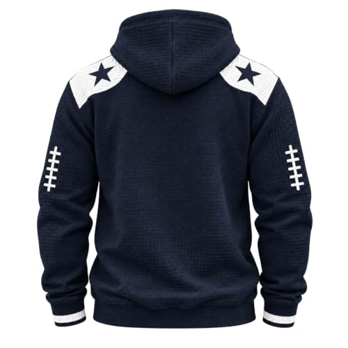 Mens Game Day Hoodie Cow Boys Retro Football Loose Long Sleeve Sweatshirts - image 5
