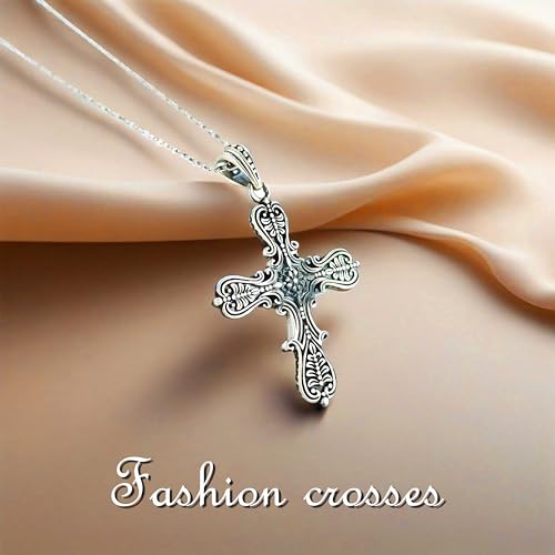 Cross Necklace for Women, 925 Sterling Silver Gothic Religious Pendant, Dainty Christian Jewelry for Daily Wear, Birthday and Mothers Day Gift2