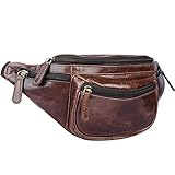 STILORD 'Eliah' Riñonera o Bolsa de Cuero Vintage Bolso de Cintura Cadera o cinturón para Hombre y Mujer para Deportes Running Fiestas Ocio o Aire Libre, Color:Chocolate - marrón