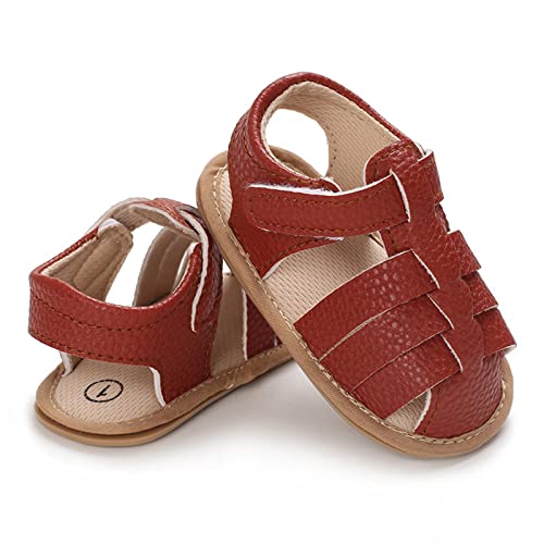 Baby Girl Sandals Infant Boys Non Slip Rubber Sole Beach Outdoor First Walkers Crib Shoes Solid Ankle Strap Flats3